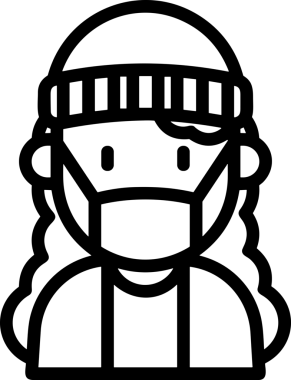 Black and white face mask icon symbol vector illustration in minimal simple style graphic design element for modern artwork clean outline sketch flat pictogram abstract template contour editable isolated digital png format for web ui