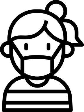 Black and white face mask icon symbol vector illustration in minimal simple style graphic design element for modern artwork clean outline sketch flat pictogram abstract template contour editable isolated digital png format for web ui