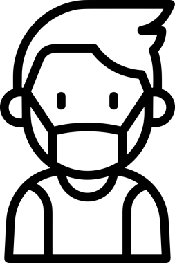 Black and white face mask icon symbol vector illustration in minimal simple style graphic design element for modern artwork clean outline sketch flat pictogram abstract template contour editable isolated digital png format for web ui