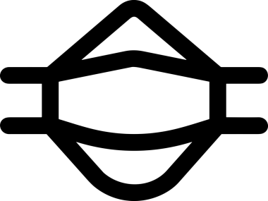 Black and white face mask icon symbol vector illustration in minimal simple style graphic design element for modern artwork clean outline sketch flat pictogram abstract template contour editable isolated digital png format for web ui