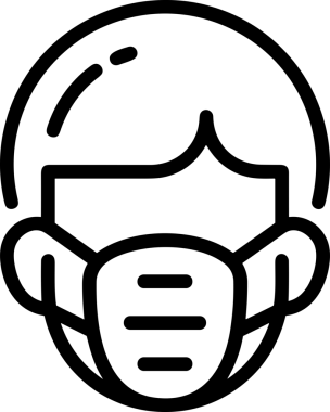 Black and white face mask icon symbol vector illustration in minimal simple style graphic design element for modern artwork clean outline sketch flat pictogram abstract template contour editable isolated digital png format for web ui