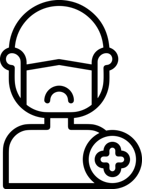 Black and white face mask icon symbol vector illustration in minimal simple style graphic design element for modern artwork clean outline sketch flat pictogram abstract template contour editable isolated digital png format for web ui