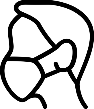 Black and white face mask icon symbol vector illustration in minimal simple style graphic design element for modern artwork clean outline sketch flat pictogram abstract template contour editable isolated digital png format for web ui