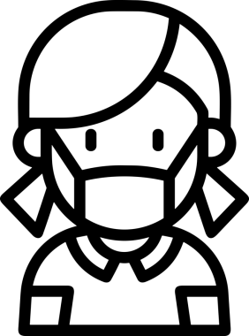 Black and white face mask icon symbol vector illustration in minimal simple style graphic design element for modern artwork clean outline sketch flat pictogram abstract template contour editable isolated digital png format for web ui