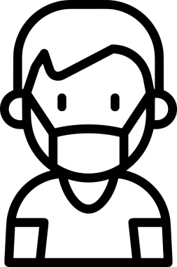 Black and white face mask icon symbol vector illustration in minimal simple style graphic design element for modern artwork clean outline sketch flat pictogram abstract template contour editable isolated digital png format for web ui