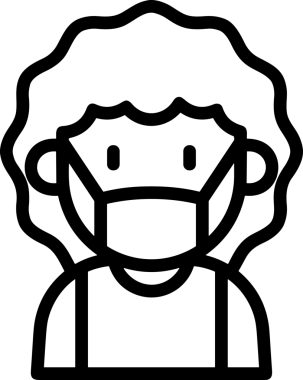 Black and white face mask icon symbol vector illustration in minimal simple style graphic design element for modern artwork clean outline sketch flat pictogram abstract template contour editable isolated digital png format for web ui