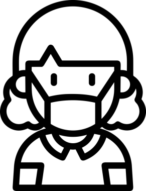 Black and white face mask icon symbol vector illustration in minimal simple style graphic design element for modern artwork clean outline sketch flat pictogram abstract template contour editable isolated digital png format for web ui