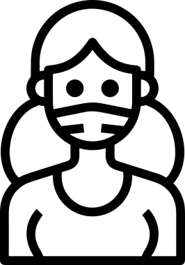 Black and white face mask icon symbol vector illustration in minimal simple style graphic design element for modern artwork clean outline sketch flat pictogram abstract template contour editable isolated digital png format for web ui