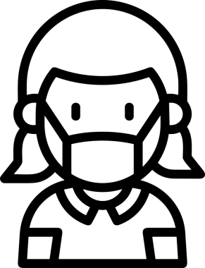 Black and white face mask icon symbol vector illustration in minimal simple style graphic design element for modern artwork clean outline sketch flat pictogram abstract template contour editable isolated digital png format for web ui