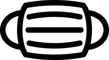 Black and white face mask icon symbol vector illustration in minimal simple style graphic design element for modern artwork clean outline sketch flat pictogram abstract template contour editable isolated digital png format for web ui