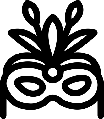 Black and white face mask icon symbol vector illustration in minimal simple style graphic design element for modern artwork clean outline sketch flat pictogram abstract template contour editable isolated digital png format for web ui