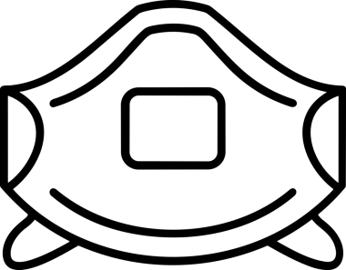 Black and white face mask icon symbol vector illustration in minimal simple style graphic design element for modern artwork clean outline sketch flat pictogram abstract template contour editable isolated digital png format for web ui