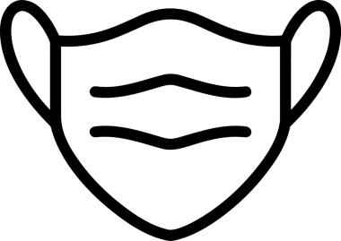 Black and white face mask icon symbol vector illustration in minimal simple style graphic design element for modern artwork clean outline sketch flat pictogram abstract template contour editable isolated digital png format for web ui