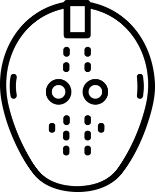 Black and white face mask icon symbol vector illustration in minimal simple style graphic design element for modern artwork clean outline sketch flat pictogram abstract template contour editable isolated digital png format for web ui