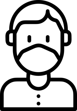 Black and white face mask icon symbol vector illustration in minimal simple style graphic design element for modern artwork clean outline sketch flat pictogram abstract template contour editable isolated digital png format for web ui