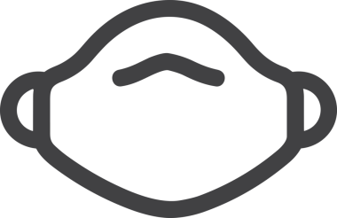 Black and white face mask icon symbol vector illustration in minimal simple style graphic design element for modern artwork clean outline sketch flat pictogram abstract template contour editable isolated digital png format for web ui