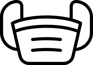 Black and white face mask icon symbol vector illustration in minimal simple style graphic design element for modern artwork clean outline sketch flat pictogram abstract template contour editable isolated digital png format for web ui