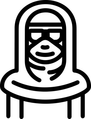 Black and white face mask icon symbol vector illustration in minimal simple style graphic design element for modern artwork clean outline sketch flat pictogram abstract template contour editable isolated digital png format for web ui