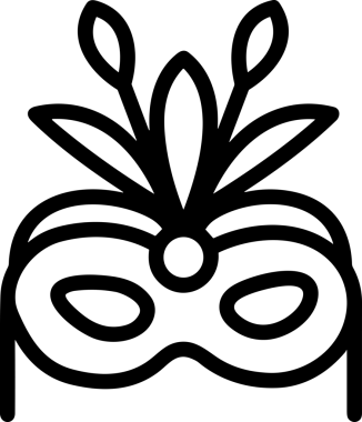 Black and white face mask icon symbol vector illustration in minimal simple style graphic design element for modern artwork clean outline sketch flat pictogram abstract template contour editable isolated digital png format for web ui