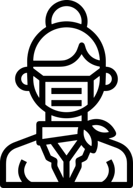 Black and white face mask icon symbol vector illustration in minimal simple style graphic design element for modern artwork clean outline sketch flat pictogram abstract template contour editable isolated digital png format for web ui