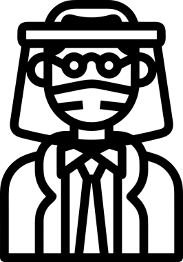 Black and white face mask icon symbol vector illustration in minimal simple style graphic design element for modern artwork clean outline sketch flat pictogram abstract template contour editable isolated digital png format for web ui