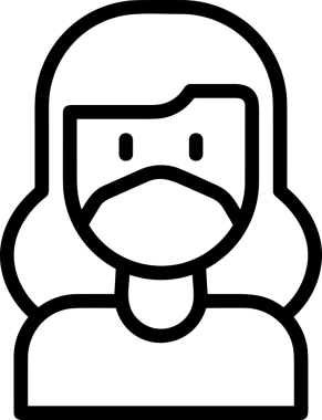 Black and white face mask icon symbol vector illustration in minimal simple style graphic design element for modern artwork clean outline sketch flat pictogram abstract template contour editable isolated digital png format for web ui
