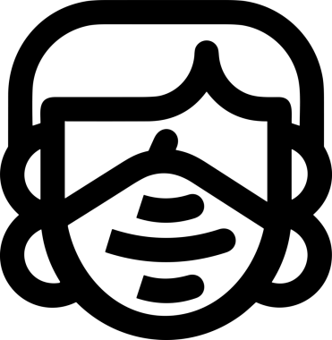 Black and white face mask icon symbol vector illustration in minimal simple style graphic design element for modern artwork clean outline sketch flat pictogram abstract template contour editable isolated digital png format for web ui