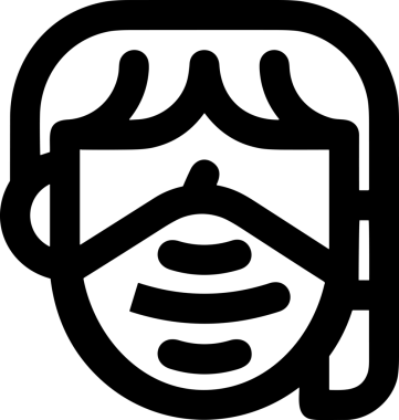 Black and white face mask icon symbol vector illustration in minimal simple style graphic design element for modern artwork clean outline sketch flat pictogram abstract template contour editable isolated digital png format for web ui