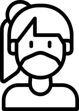 Black and white face mask icon symbol vector illustration in minimal simple style graphic design element for modern artwork clean outline sketch flat pictogram abstract template contour editable isolated digital png format for web ui