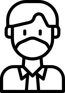 Black and white face mask icon symbol vector illustration in minimal simple style graphic design element for modern artwork clean outline sketch flat pictogram abstract template contour editable isolated digital png format for web ui