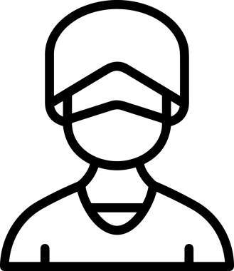 Black and white face mask icon symbol vector illustration in minimal simple style graphic design element for modern artwork clean outline sketch flat pictogram abstract template contour editable isolated digital png format for web ui