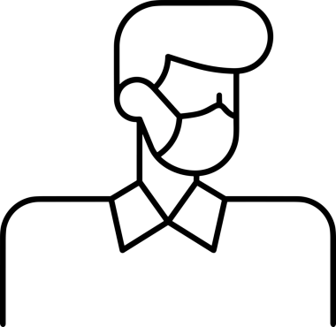 Black and white face mask icon symbol vector illustration in minimal simple style graphic design element for modern artwork clean outline sketch flat pictogram abstract template contour editable isolated digital png format for web ui