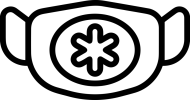 Black and white face mask icon symbol vector illustration in minimal simple style graphic design element for modern artwork clean outline sketch flat pictogram abstract template contour editable isolated digital png format for web ui