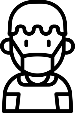 Black and white face mask icon symbol vector illustration in minimal simple style graphic design element for modern artwork clean outline sketch flat pictogram abstract template contour editable isolated digital png format for web ui