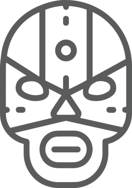 Black and white face mask icon symbol vector illustration in minimal simple style graphic design element for modern artwork clean outline sketch flat pictogram abstract template contour editable isolated digital png format for web ui