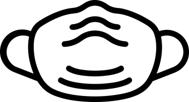 Black and white face mask icon symbol vector illustration in minimal simple style graphic design element for modern artwork clean outline sketch flat pictogram abstract template contour editable isolated digital png format for web ui