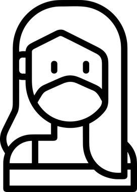 Black and white face mask icon symbol vector illustration in minimal simple style graphic design element for modern artwork clean outline sketch flat pictogram abstract template contour editable isolated digital png format for web ui