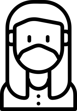 Black and white face mask icon symbol vector illustration in minimal simple style graphic design element for modern artwork clean outline sketch flat pictogram abstract template contour editable isolated digital png format for web ui