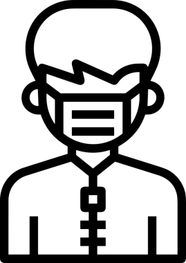 Black and white face mask icon symbol vector illustration in minimal simple style graphic design element for modern artwork clean outline sketch flat pictogram abstract template contour editable isolated digital png format for web ui