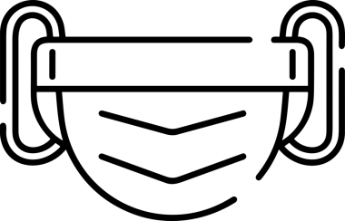 Black and white face mask icon symbol vector illustration in minimal simple style graphic design element for modern artwork clean outline sketch flat pictogram abstract template contour editable isolated digital png format for web ui