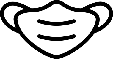 Black and white face mask icon symbol vector illustration in minimal simple style graphic design element for modern artwork clean outline sketch flat pictogram abstract template contour editable isolated digital png format for web ui