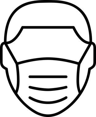 Black and white face mask icon symbol vector illustration in minimal simple style graphic design element for modern artwork clean outline sketch flat pictogram abstract template contour editable isolated digital png format for web ui