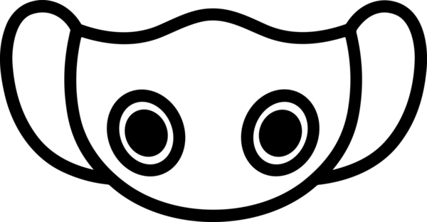 Black and white face mask icon symbol vector illustration in minimal simple style graphic design element for modern artwork clean outline sketch flat pictogram abstract template contour editable isolated digital png format for web ui