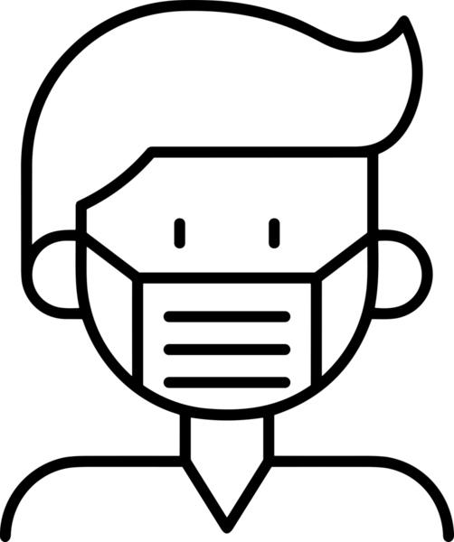 Black and white face mask icon symbol vector illustration in minimal simple style graphic design element for modern artwork clean outline sketch flat pictogram abstract template contour editable isolated digital png format for web ui