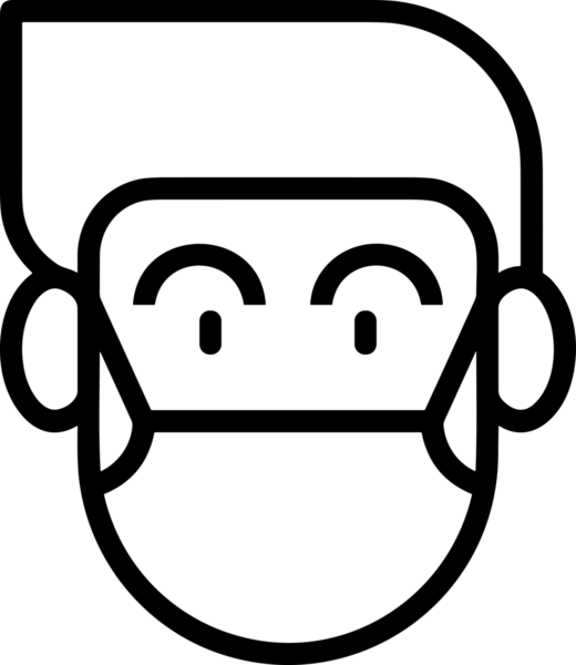 Black and white face mask icon symbol vector illustration in minimal simple style graphic design element for modern artwork clean outline sketch flat pictogram abstract template contour editable isolated digital png format for web ui