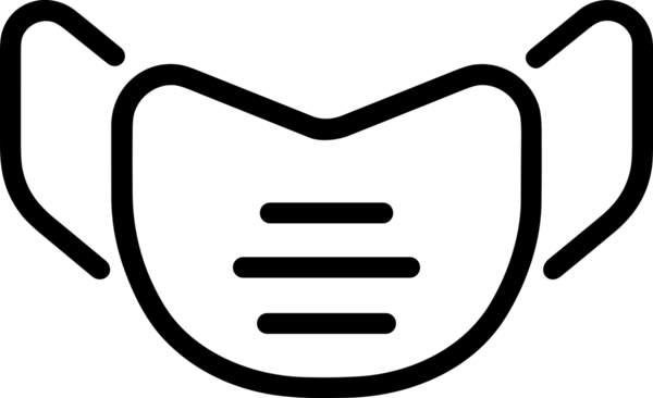 Black and white face mask icon symbol vector illustration in minimal simple style graphic design element for modern artwork clean outline sketch flat pictogram abstract template contour editable isolated digital png format for web ui