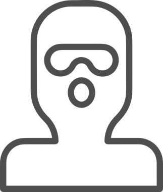 Black and white face mask icon symbol vector illustration in minimal simple style graphic design element for modern artwork clean outline sketch flat pictogram abstract template contour editable isolated digital png format for web ui