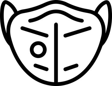 Black and white face mask icon symbol vector illustration in minimal simple style graphic design element for modern artwork clean outline sketch flat pictogram abstract template contour editable isolated digital png format for web ui