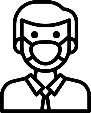 Black and white face mask icon symbol vector illustration in minimal simple style graphic design element for modern artwork clean outline sketch flat pictogram abstract template contour editable isolated digital png format for web ui