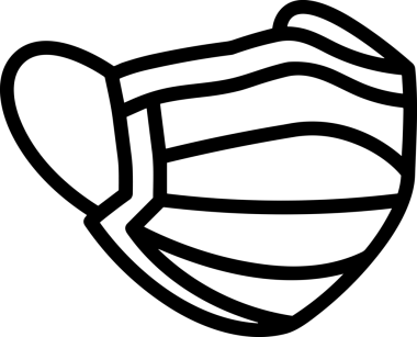 Black and white face mask icon symbol vector illustration in minimal simple style graphic design element for modern artwork clean outline sketch flat pictogram abstract template contour editable isolated digital png format for web ui